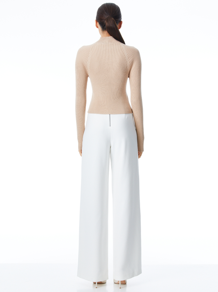 IRENA MOCK NECK CROPPED PULLOVER - ALMOND image 1 - ALICE + OLIVIA