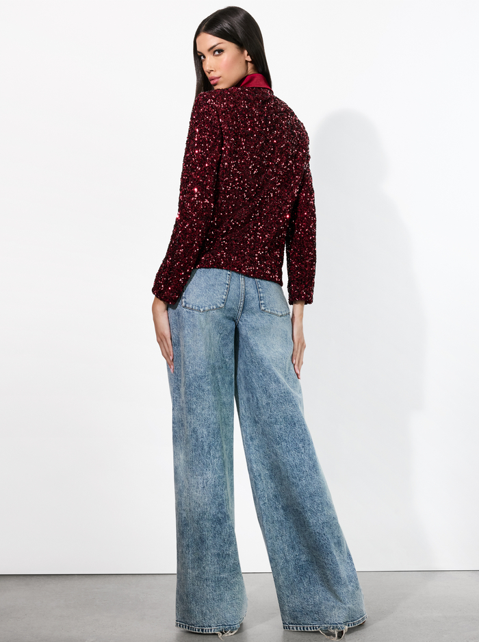 DEVYN SEQUIN BLAZER - GARNET image 3 - Alice And Olivia