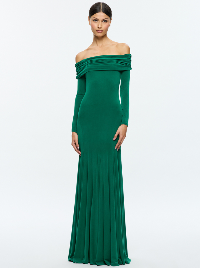 AUGUSTA MAXI DRESS - FOREST GREEN image 2 - Alice And Olivia