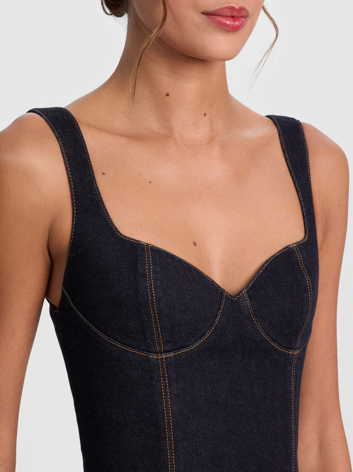 AVA SWEETHEART DENIM BUSTIER - DARK RINSE image 3 - Alice And Olivia