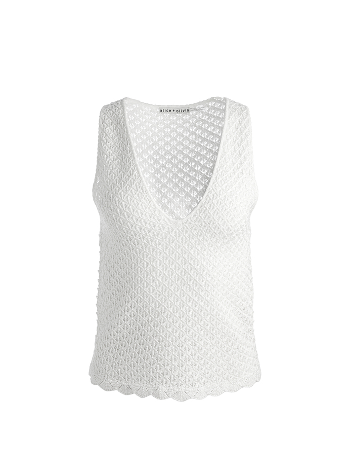 ANNALISE POINTELLE TANK - SOFT WHITE image 5 - Alice And Olivia