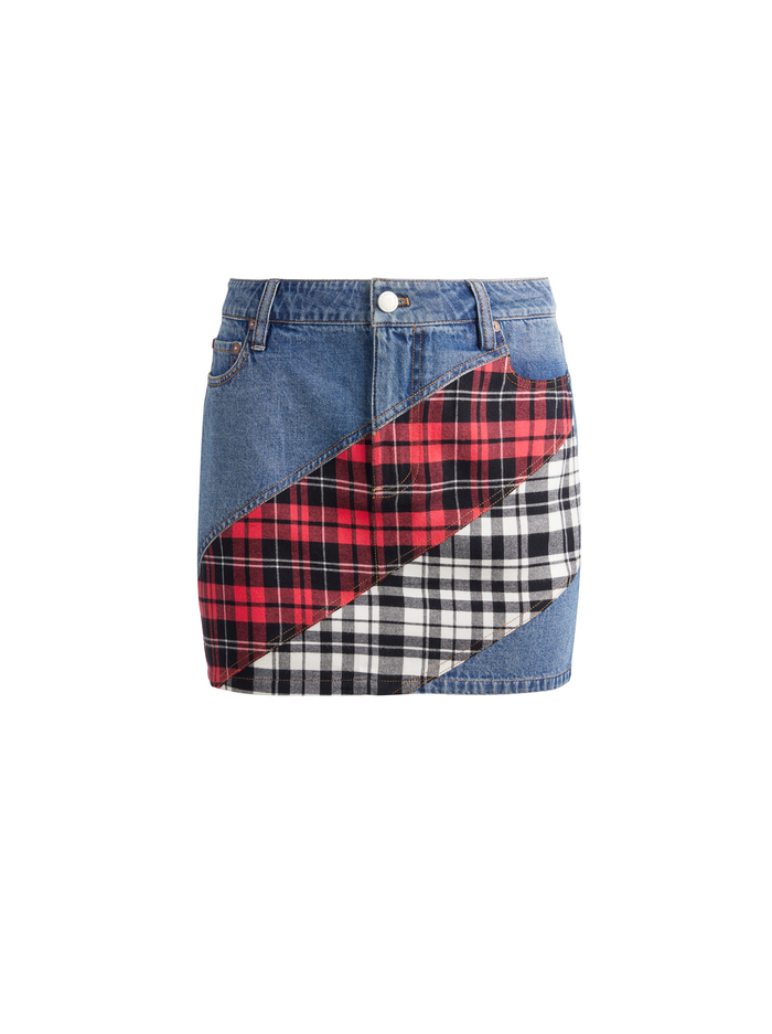 LISANNE SPIRAL DENIM MINI SKIRT - IVY BLUE image 5 - Alice And Olivia