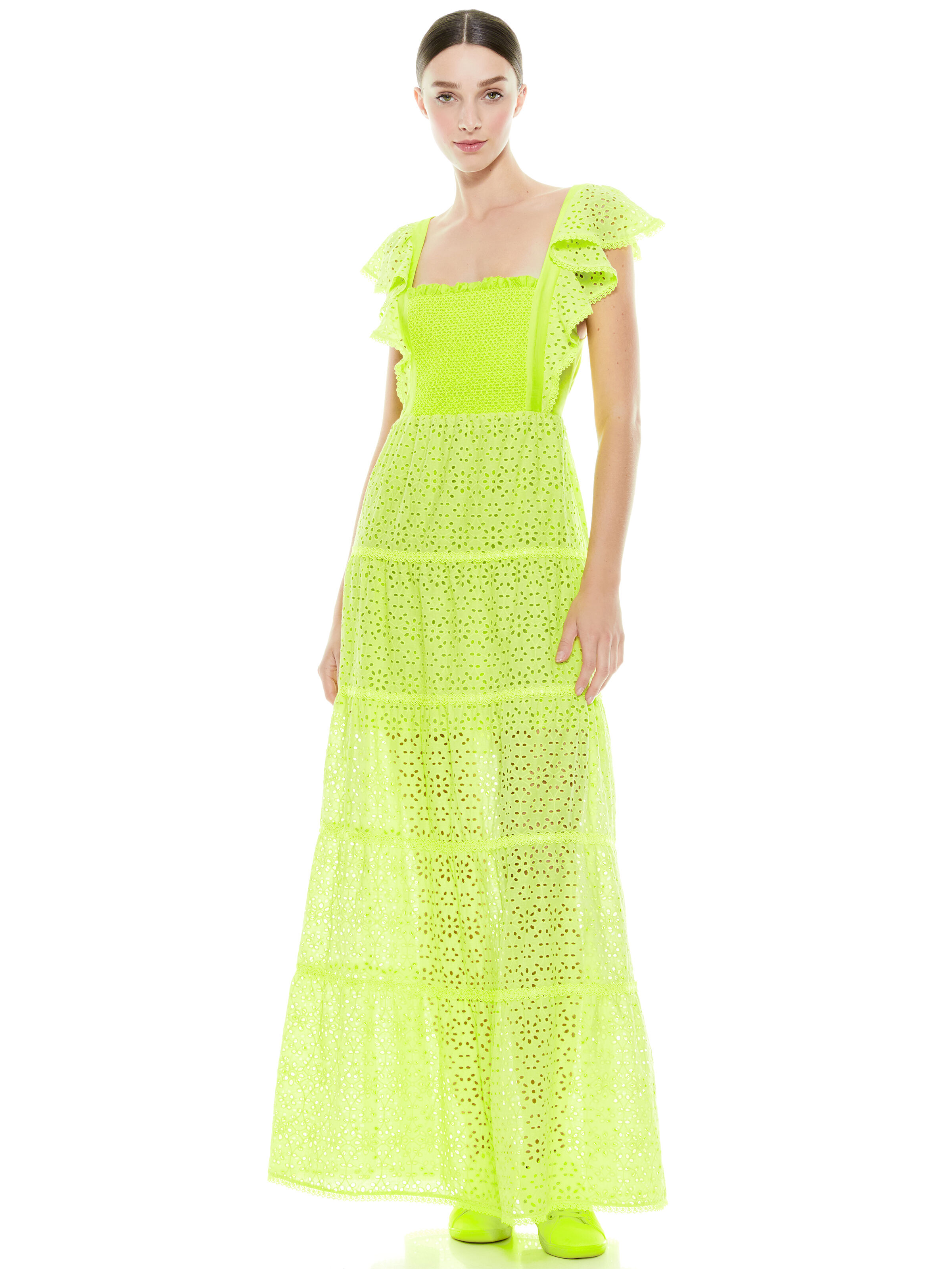 Jules Tie Back Maxi Dress In Neon