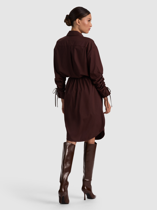 DARK CHOCOLATE-DENISE MIDI SHIRT DRESS