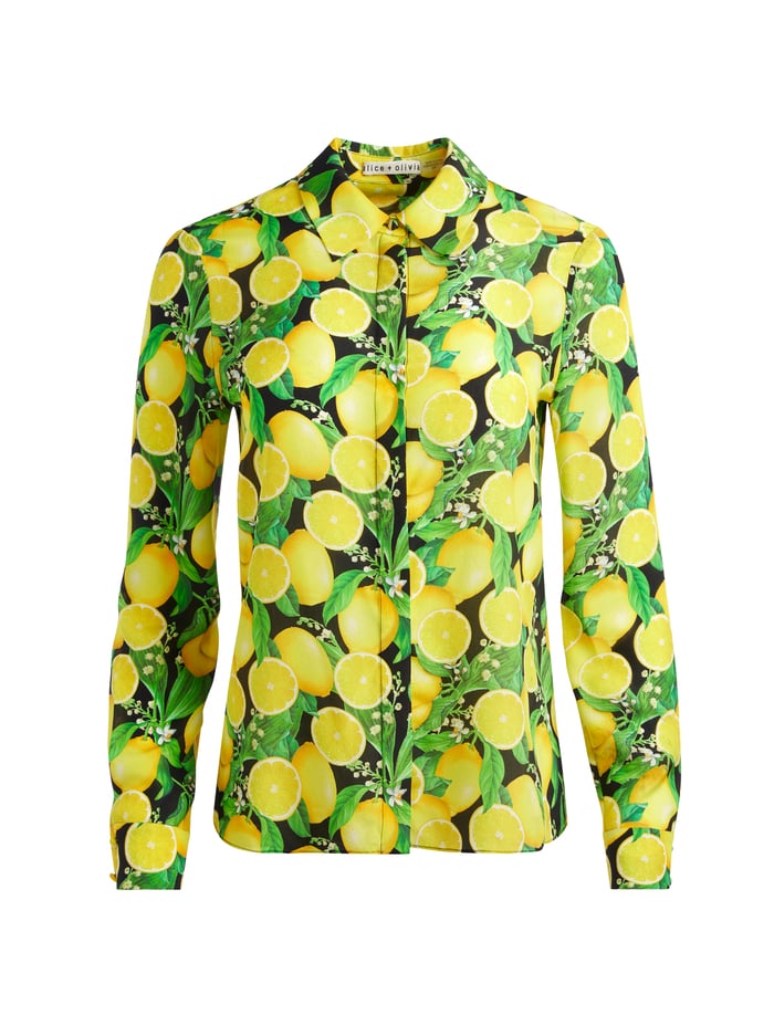 WILLA SILK BLOUSE - LEMON TREE image 5 - Alice And Olivia