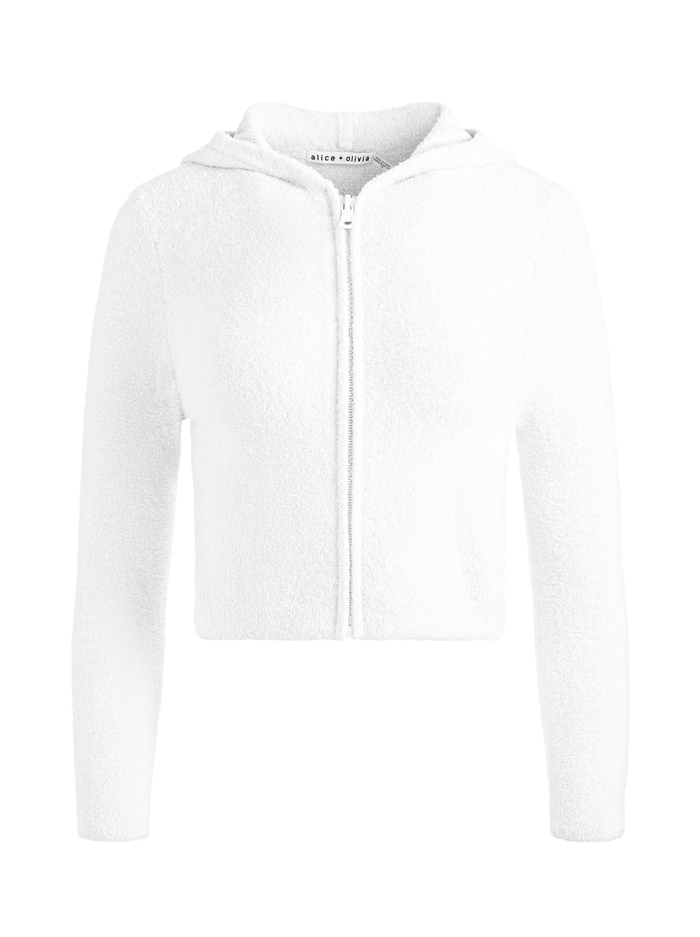 LIDELL CROPPED ZIP UP HOODIE - SOFT WHITE image 5 - Alice And Olivia