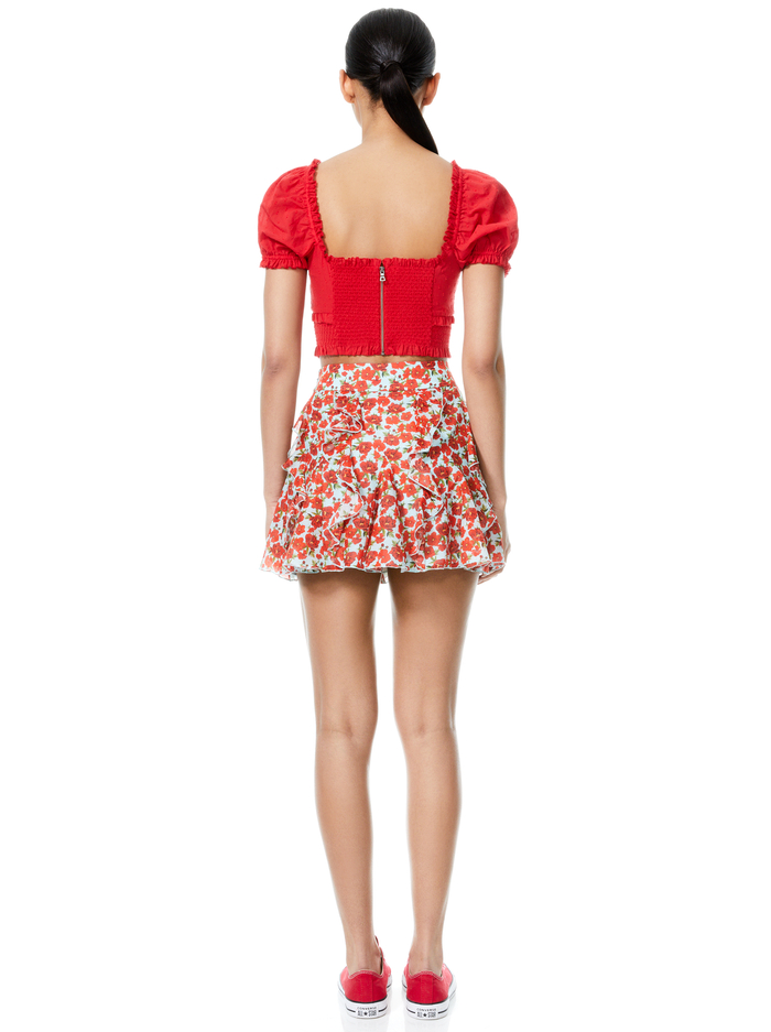 RIANNA PUFF SLEEVE CROP TOP - BRIGHT POPPY image 1 - Alice And Olivia