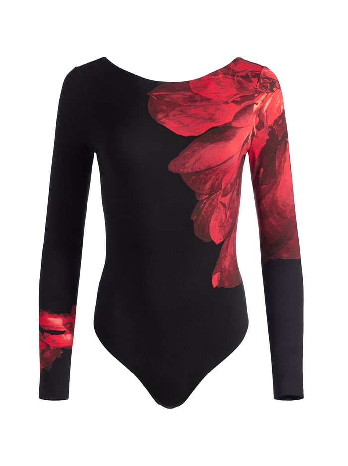 MASAKO BODYSUIT - PEONY PETALS BRIGHT RUBY image 5 - Alice And Olivia
