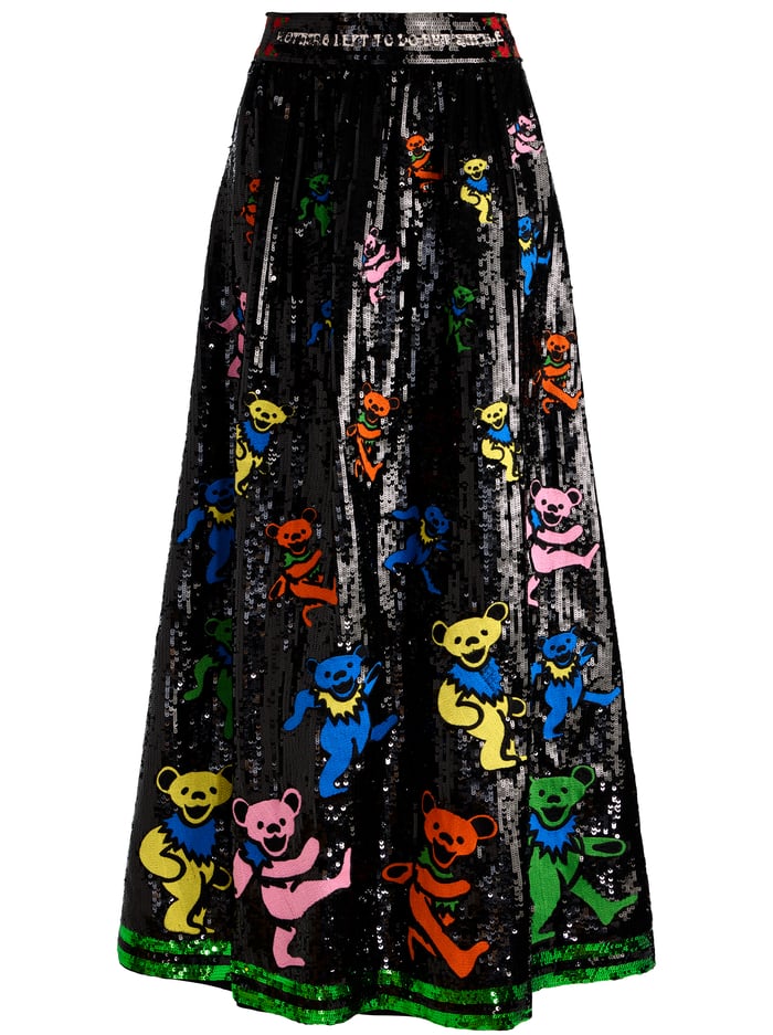 A+O X GRATEFUL DEAD TINA BALLGOWN SKIRT - GRATEFUL BEARS BLACK image 6 - Alice And Olivia