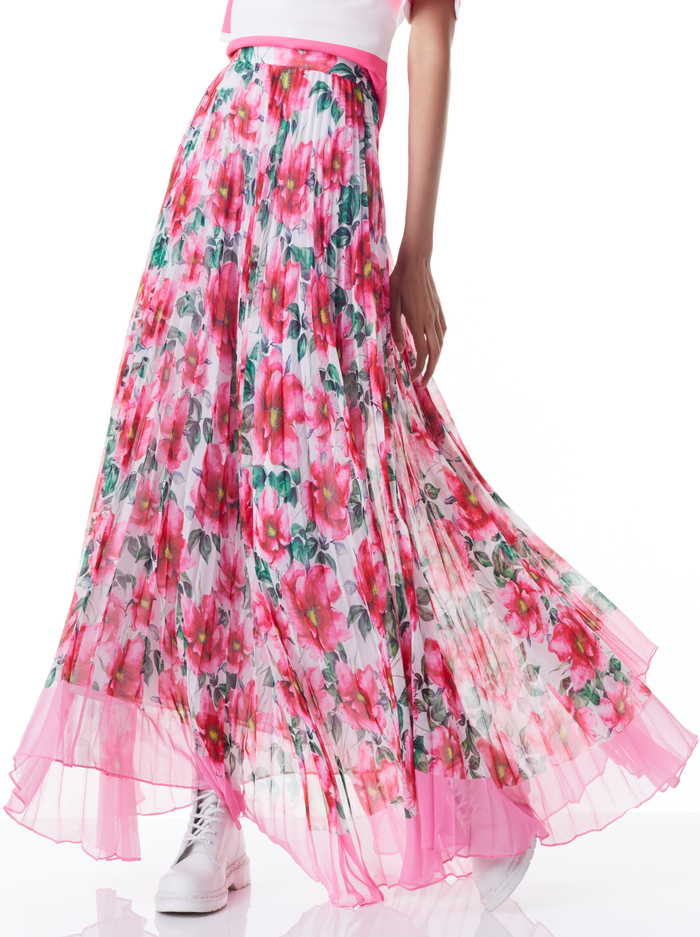 KATZ SUNBURST PLEATED MAXI SKIRT - HIGH TEA FLORAL - Alice And Olivia
