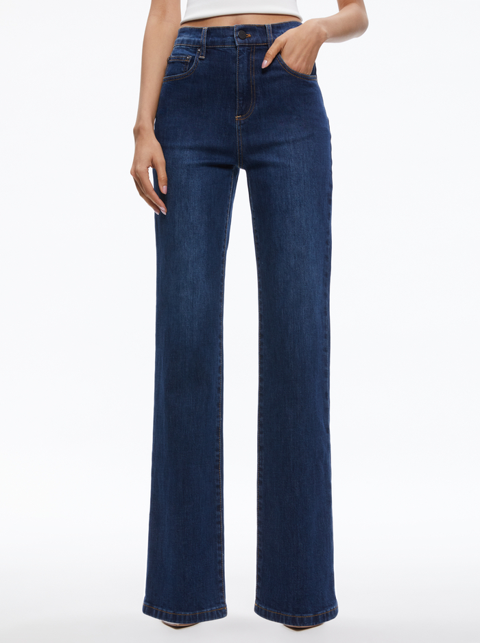 AMAZING HIGH RISE STRAIGHT FULL LENGTH JEAN - LOVE TRAIN - Alice And Olivia