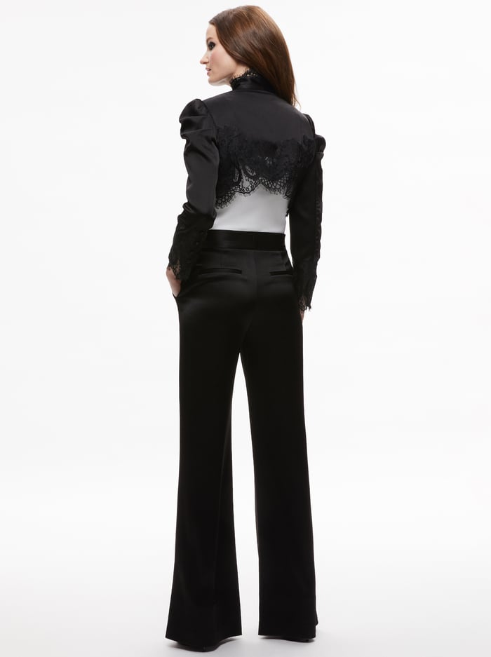 THOMASINA PUFF SLEEVE LACE CROPPED JACKET - BLACK image 1 - Alice And Olivia