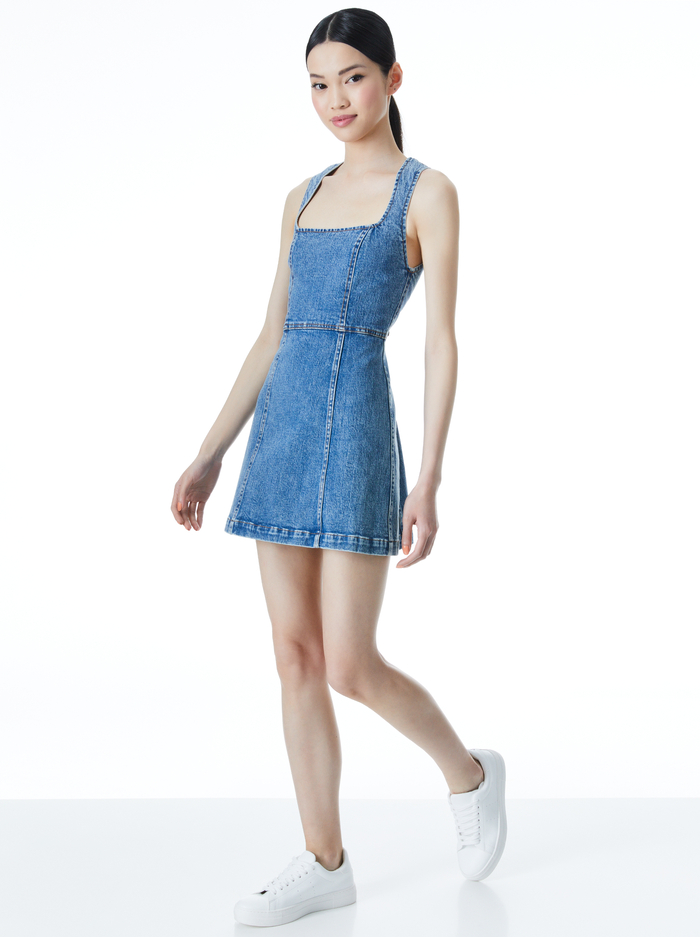 RAMSEY SQUARE NECK MINI DRESS - INDIGO NIGHTS image 4 - Alice And Olivia