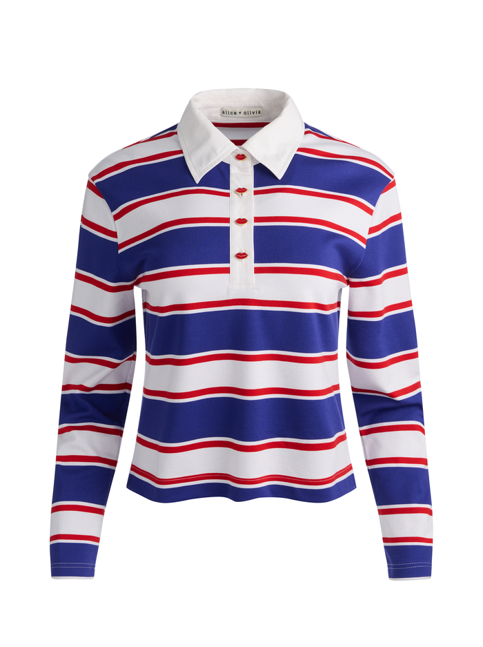 LYLE RUGBY POLO TOP - AMERICANA STRIPE image 7 - ALICE + OLIVIA