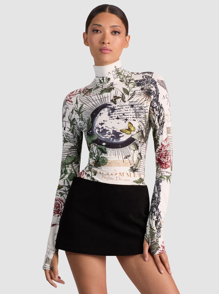 DELAINA TURTLENECK TOP - DREAMSCAPE MOON VANILLA - Alice And Olivia