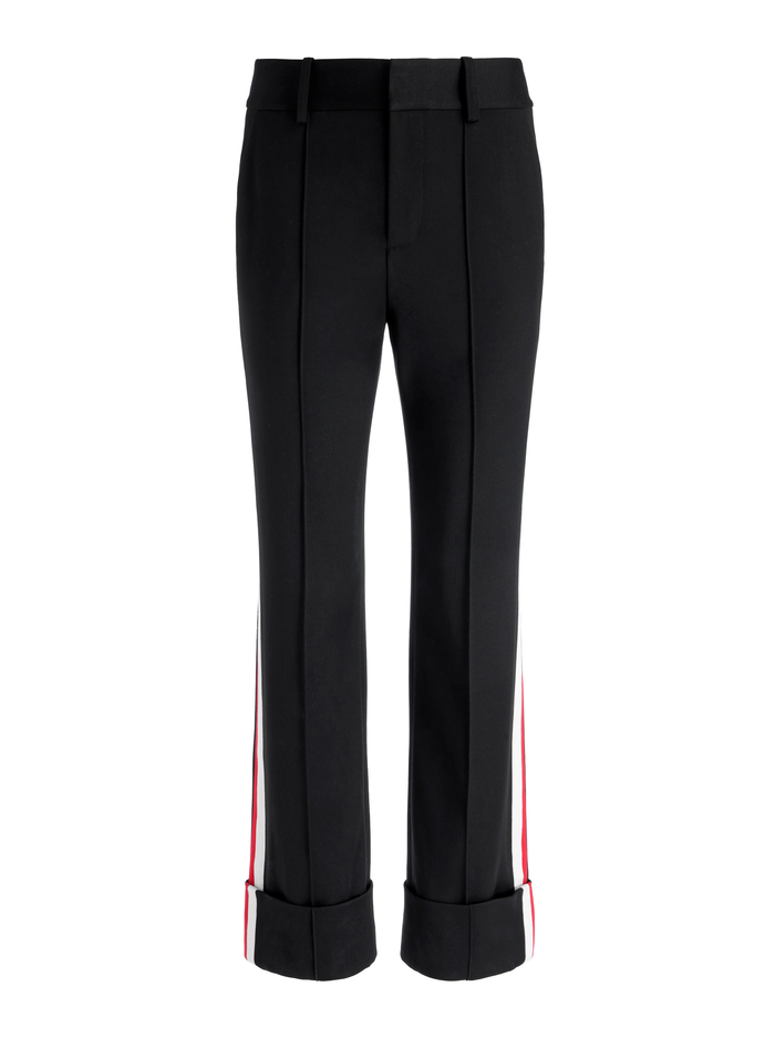 MING CUFFED PANT WITH SIDE STRIPE - BLACK/PERFECT RUBY image 5 - ALICE + OLIVIA