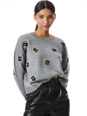 Gleeson Embellished Pullover In Med Heather Grey Multi Alice And Olivia