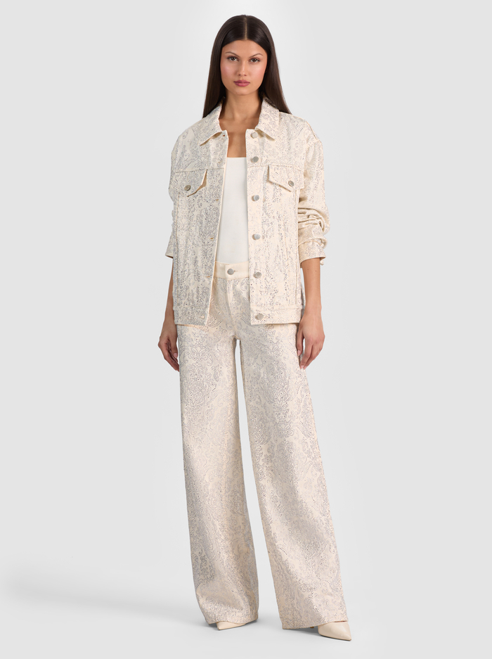 JEFF EMBELLISHED DENIM JACKET - OFF WHITE/MULTI image 3 - ALICE + OLIVIA