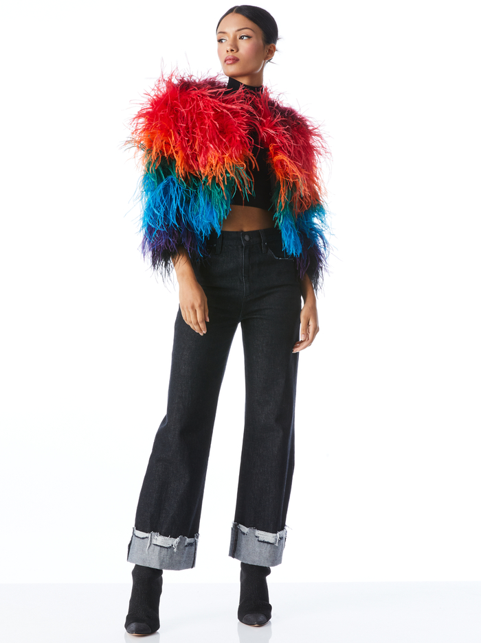 KIDMAN FEATHERED JACKET - MULTI image 4 - Alice And Olivia