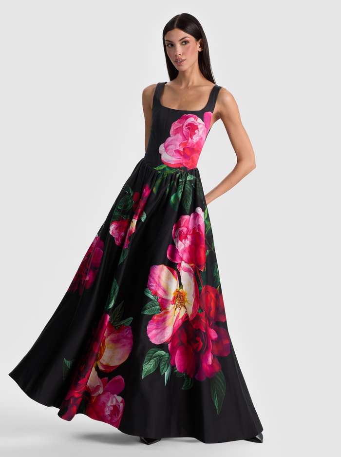 TARRIE MAXI DRESS - EMPRESS BLOOM BLACK image 3 - ALICE + OLIVIA