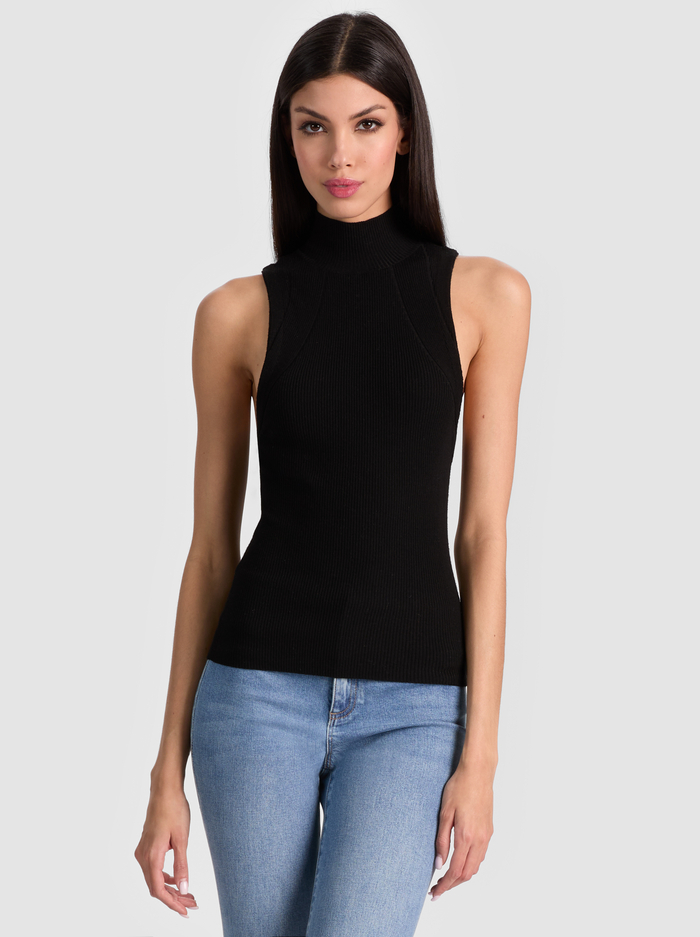 DARCEY RIBBED TANK - BLACK - Alice And Olivia
