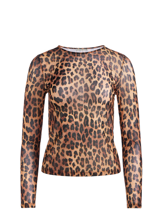 SPOTTED LEOPARD DARK TAN-DELAINA MESH TOP