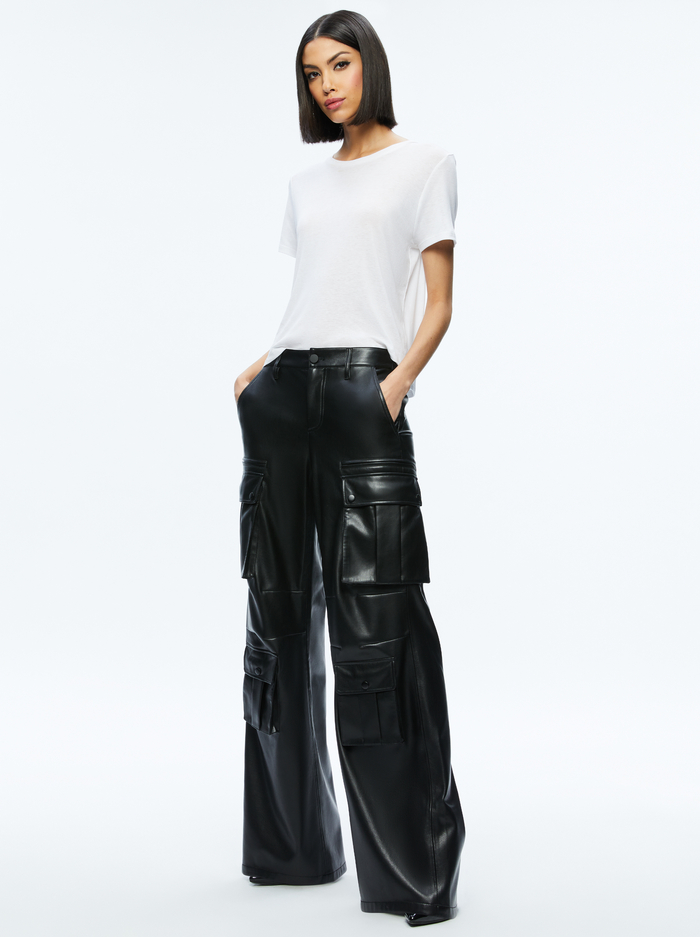 JOETTE VEGAN LEATHER CARGO PANT - BLACK image 2 - Alice And Olivia