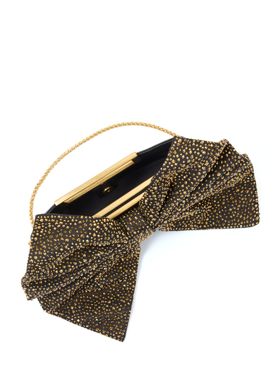 BLACK/GOLD-RAVEN EMBELLISHED BOW BAG