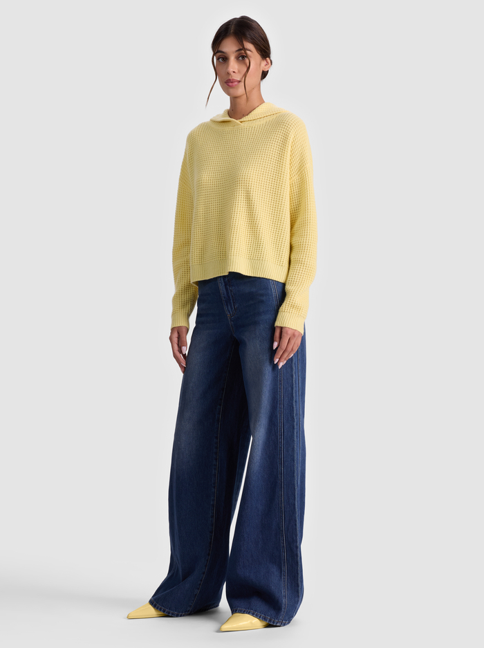 EMMANUELLE CASHMERE HOODIE - BUTTER image 4 - ALICE + OLIVIA