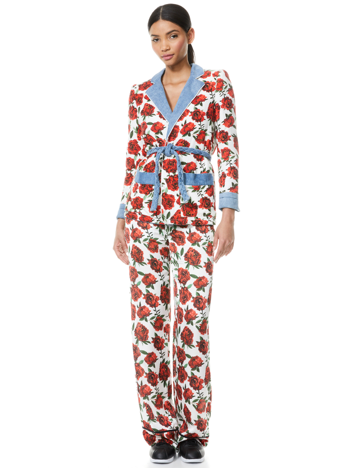 Meera Floral Pajama Pant In Lila's Rose/blk | Alice And Olivia