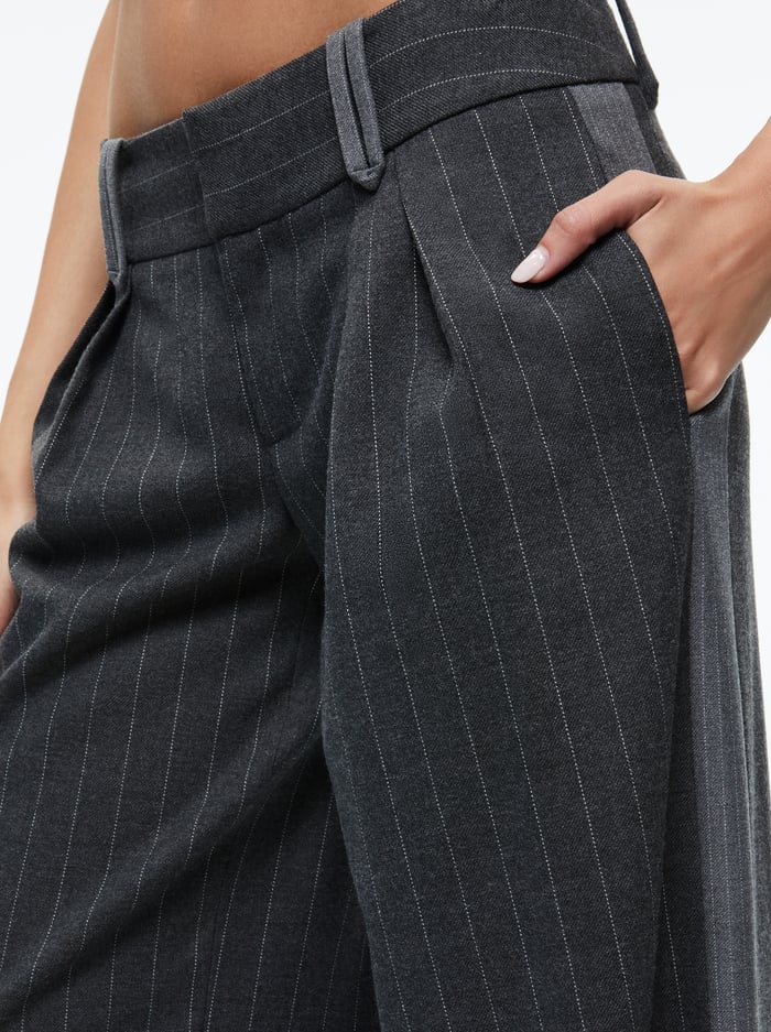 ERIC LOW RISE TROUSER - CHARCOAL PINSTRIPE image 3 - Alice And Olivia