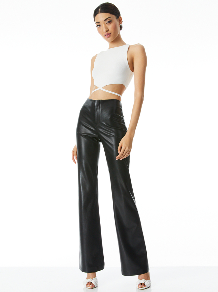 TEENY VEGAN LEATHER FLARE PANT - BLACK image 2 - Alice And Olivia