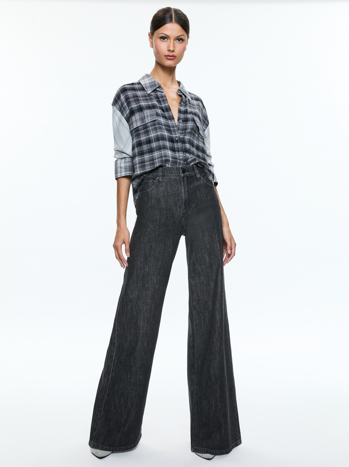 CLIFTON PLAID BUTTON DOWN - MIXED PLAID image 1 - Alice And Olivia