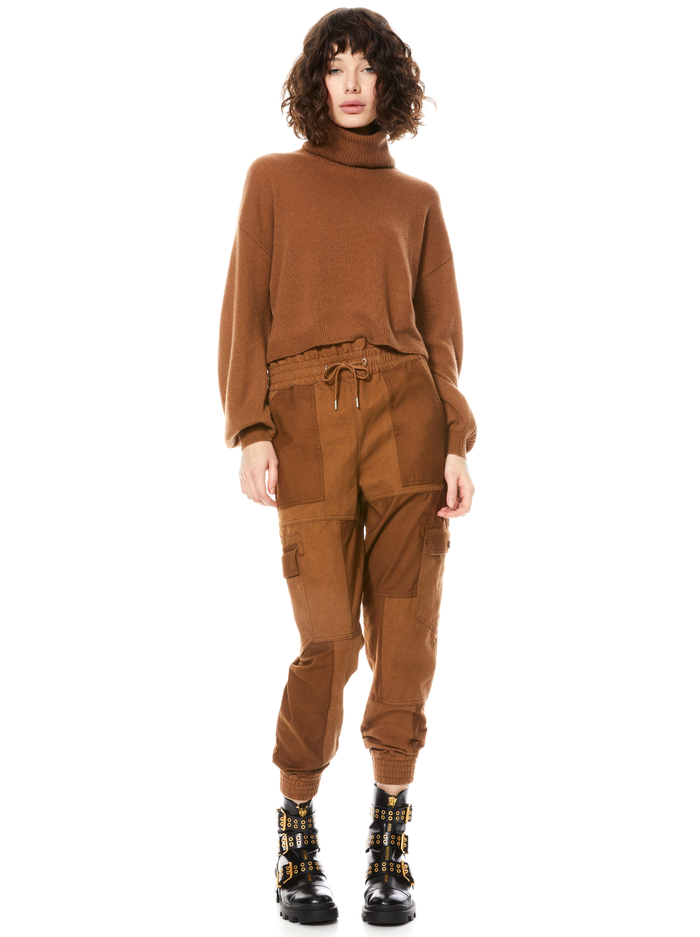 TRIBECA PATCHWORK JOGGER - CAMEL image 2 - Alice And Olivia