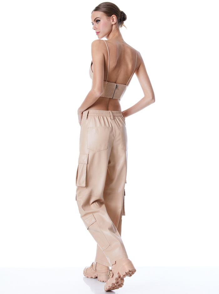 CARLI VEGAN LEATHER BRA TOP - ALMOND image 1 - ALICE + OLIVIA