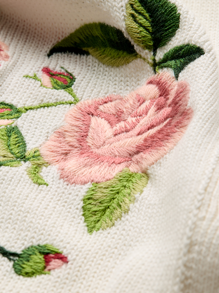 DOLLIE EMBROIDERED CARDIGAN - GARDEN GOSSIP OFF WHITE image 1 - ALICE + OLIVIA
