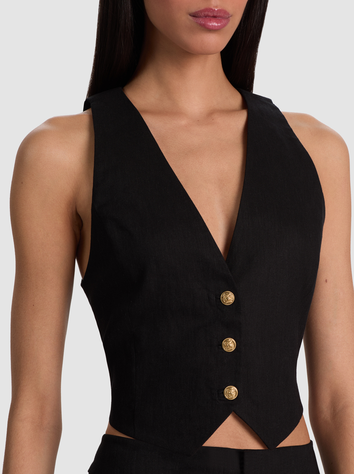 DONNA LINEN VEST - BLACK image 4 - ALICE + OLIVIA