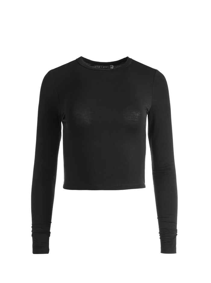 DELAINA CREW NECK CROP TOP - BLACK image 5 - Alice And Olivia