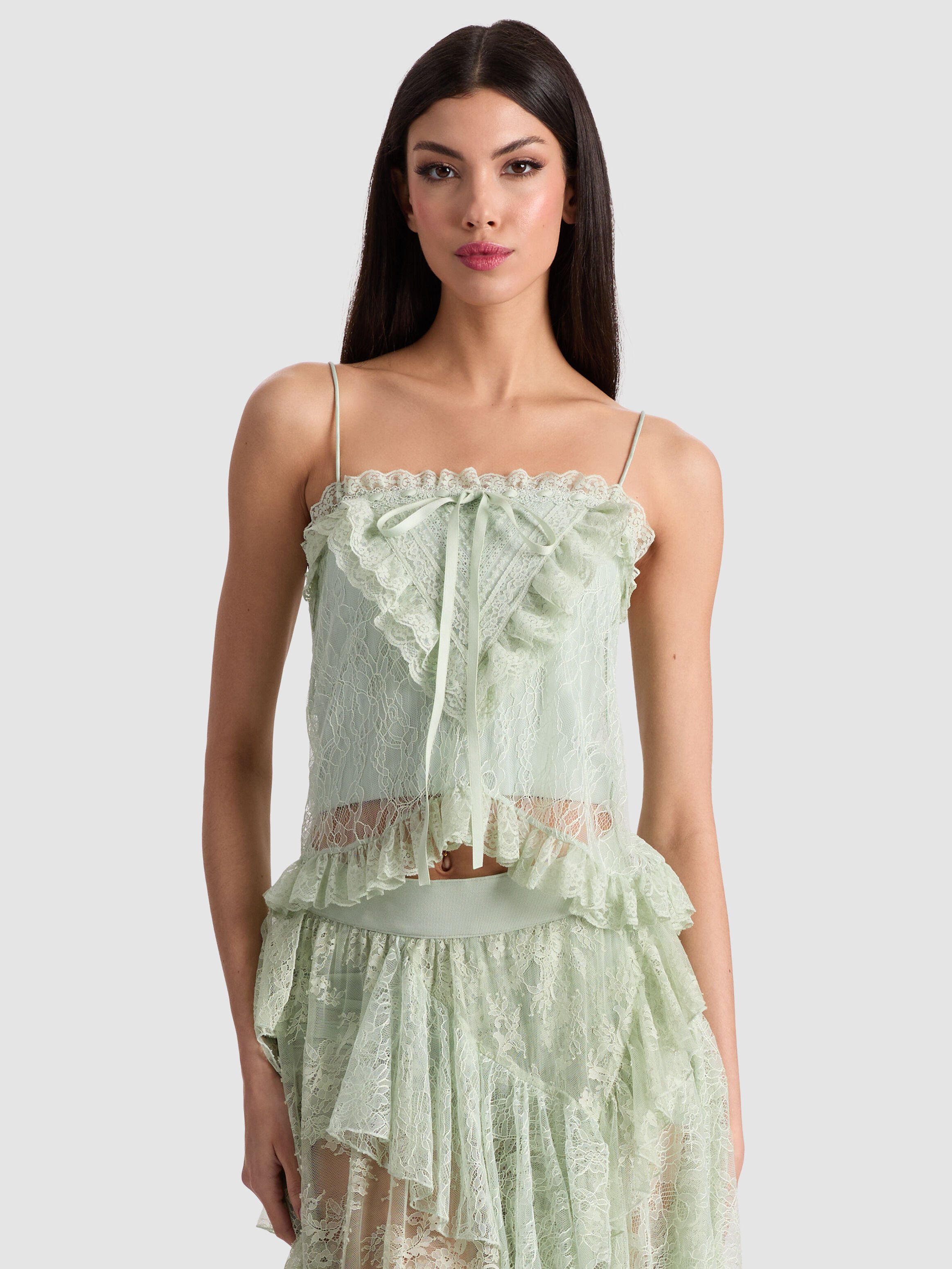 alice + olivia Women's Corine Halter Tie Neck Trapeze Mini