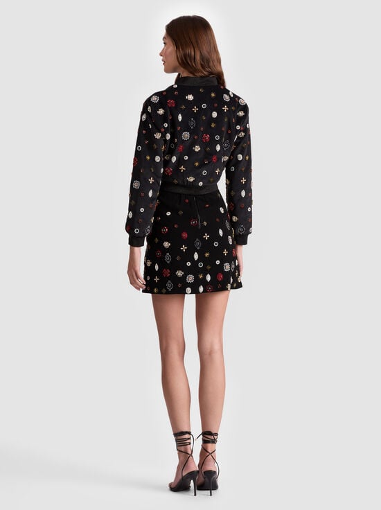 BLACK/MULTI-JACKIE EMBELLISHED BOMBER JACKET