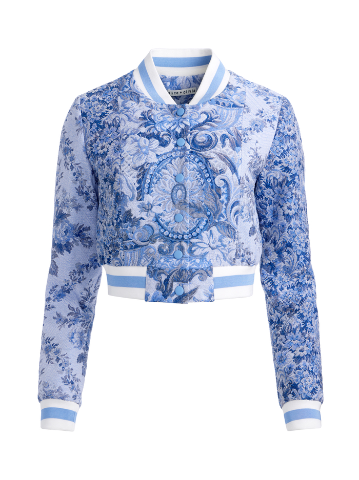 BARTON VARSITY JACKET - BLUE MULTI image 5 - Alice And Olivia