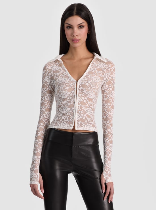 OFF WHITE-KARA LACE BUTTON DOWN