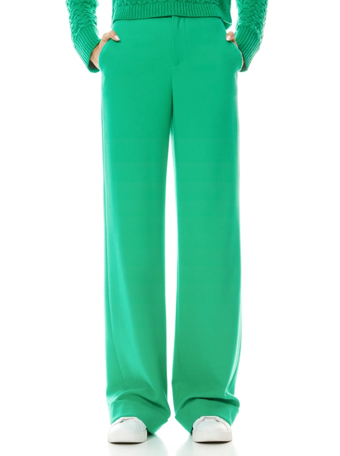 DYLAN HIGH WAISTED WIDE LEG PANT - MINT KELLY - Alice And Olivia