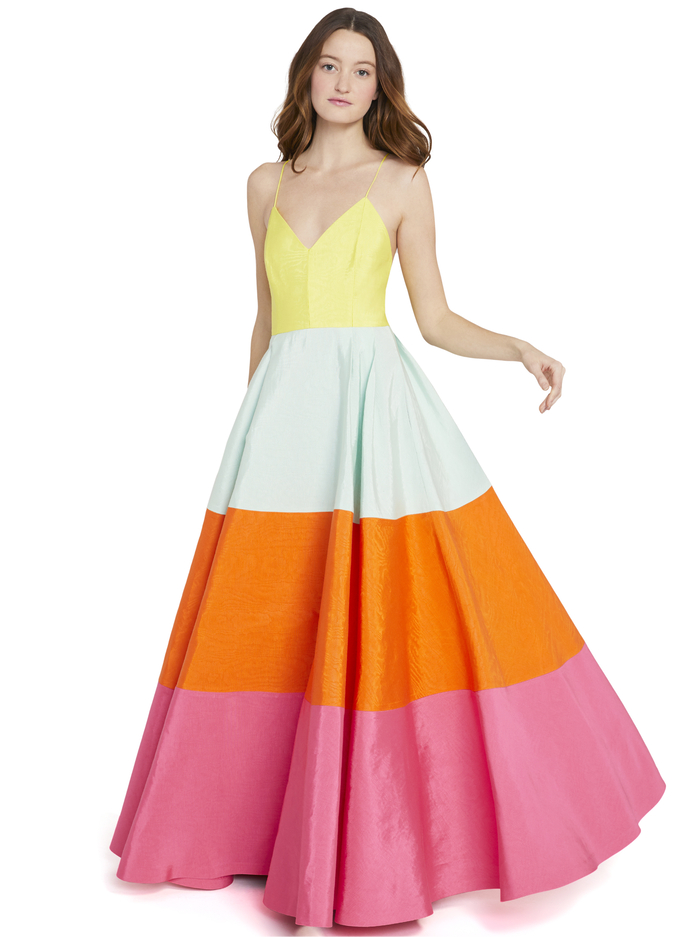 LAVELLE COLOR BLOCK MAXI GOWN - MULTI image 2 - Alice And Olivia