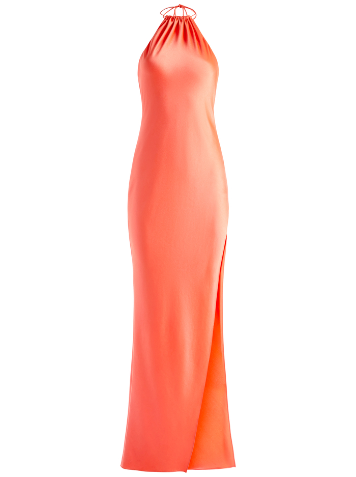 ZUMI OPEN BACK HALTER MAXI DRESS - CORAL SUNSET image 5 - Alice And Olivia