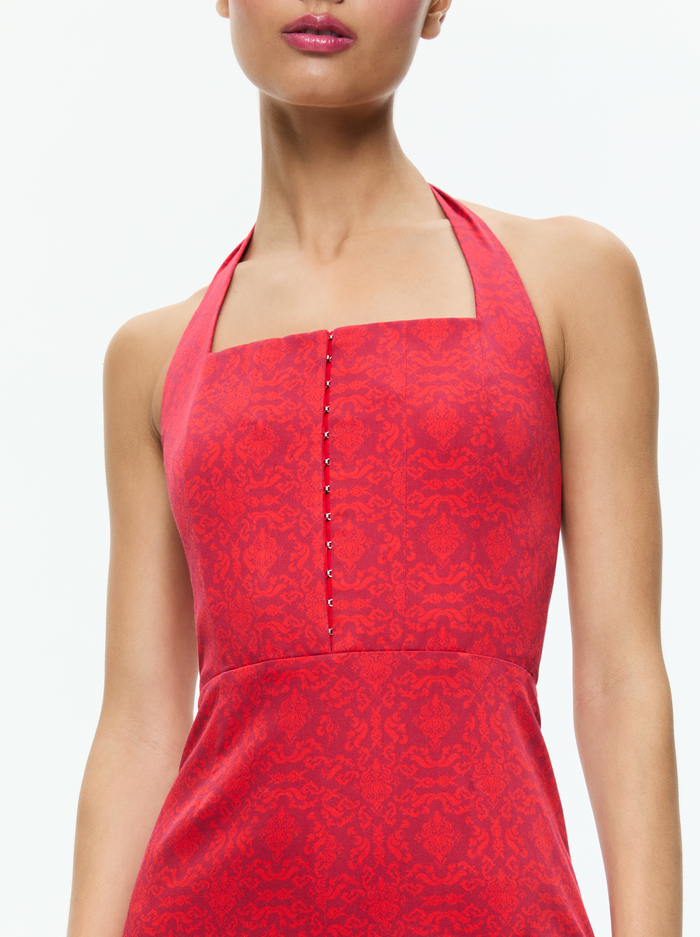 AIDA CROPPED HALTER JUMPSUIT - SYMMETRY RED APPLE image 1 - Alice And Olivia