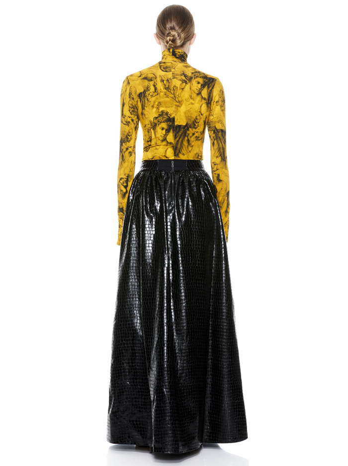 TINA VEGAN LEATHER GOWN SKIRT - BLACK image 2 - Alice And Olivia