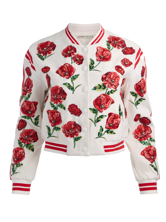 SUMMER POPPY-KERI EMBELLISHED VARSITY JACKET