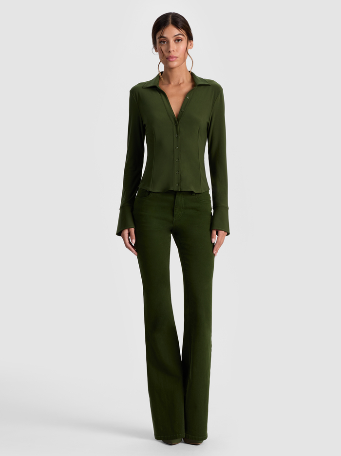 FREYA FITTED TOP - DARK OLIVE image 4 - Alice And Olivia