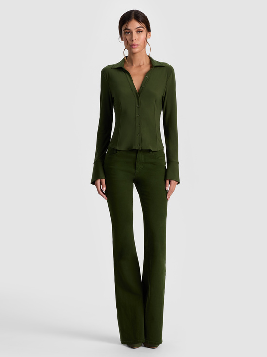 DARK OLIVE-FREYA FITTED TOP